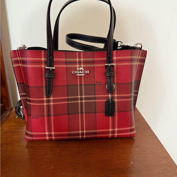 New Coach Mollie 25 Tote in Tartan Plaid Crossbody Purse - Picture 2 of 8